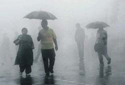 It was rainy and foggy in Shimla on Sunday.