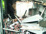 The roof of a building that collapsed in Dal Bazaar, Ludhiana