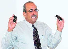 Chief operating officer of Tata Tele Services ( Himachal) Vinay Bhan at the launch of new mobile sets in Shimla