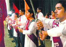Student leaders of Shivalik Public School during an investiture ceremony in Phase VI, Mohali, on Tuesday.