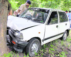 The car that ran over a girl in Sector 11 of Chandigarh on Thursday. 