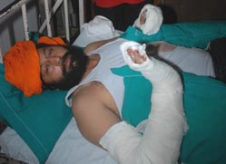 One of the injured undergoing treatment at a private hospital in Jalandhar.