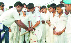 Budding cricketers learn finer tips of the game from an expert in Jalandhar 