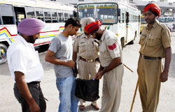 To prevent any untoward incident in the wake of serial blasts in Bangalore, police stepped up security in Bathinda