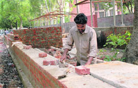 Kiosks being constructed for food street in Chandigarh. 