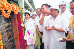 MP Kumari Selja inaugurates a solid waste management plant at Patwi village, Ambala, on Friday.