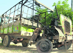 The Peter rehra which was set on fire by Sikh activists at Shekhpura village in Bathinda