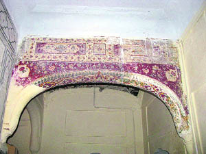 Whitewashed frescos at Gurdwara Dera Sahib, Lahore, in Pakistan.