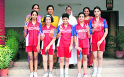 The Sacred Heart-26 team that won the badminton championship in Chandigarh
