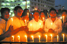 City students pay tributes to the victims of serial blasts in Ahmedabad and Bangalore.
