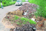(From Left) The year-old-road has caved in opposite the Punjab School Education Board; the two-month-old cave-in on the Sector 49-Phase 10 dividing road; and a cave-in filled with loose earth at the YPS roundabout. 