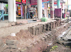 A dug-up pavement in Sector 17, Chandigarh. 