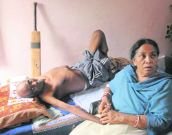 Veteran Punjab Ranji player and former coach Devi Chand Worrell lies in bed, suffering from several afflictions, in his Sector 21 home in Chandigarh on Thursday. 