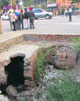 (From Left) The year-old-road has caved in opposite the Punjab School Education Board; the two-month-old cave-in on the Sector 49-Phase 10 dividing road; and a cave-in filled with loose earth at the YPS roundabout. 