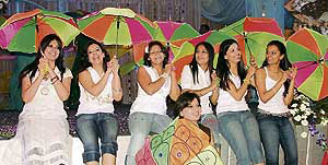 Laxmi Ladies Club members celebrate Teej at Maharaja Farms in Ludhiana on Thursday.