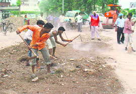 Within hours of Chandigarh Tribune highlighting the dangers posed by a road cave-in near the YPS rotary, the Greater Mohali Area Development Authority swung into action and started repair work at the spot.