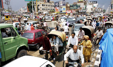Traffic jams, like this one on Saturday, have become a routine affair in Bathinda