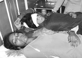 Two of the injured girls who were admitted to the civil hospital in Ambala City
