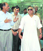 Union minister of state for power and commerce Jairam Ramesh visits the Bhakra Nangal project at Nangal