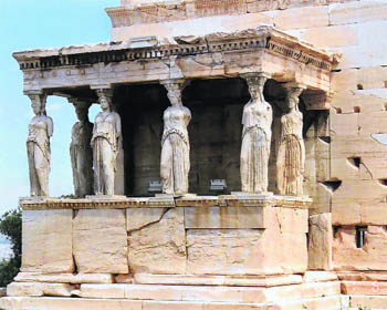 The Caryatid Porch, a section of Acropolis, is also known as the Porch of Maidens