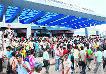 A heavy rush of candidates at the railway station in Chandigarh on Sunday. 
