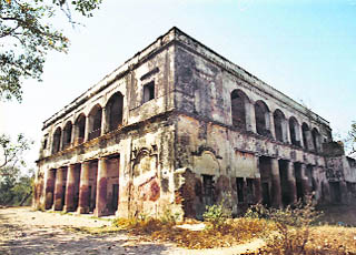 A view of the Bagh Wali Kothi, an early 20th century guesthouse building, at Dujana