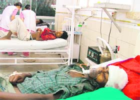 The injured in the Halwara accident undergo treatment in a hospital at Ludhiana