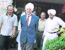 The acting Chief Justice of the Punjab and Haryana High Court at the house of a judge in Sector 24, Chandigarh, on Tuesday.