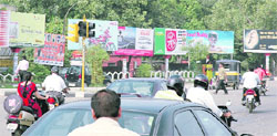 Billboards displayed on the main road in Ludhiana