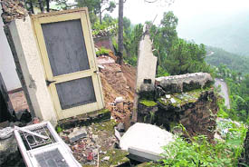 A view of the damaged cottage.