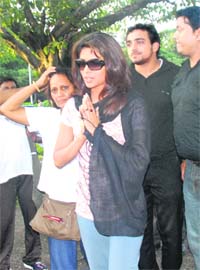Bollywood actor Priyanka Chopra greets her fans in Chandigarh