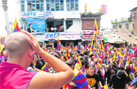 Tibetans protesting in Dharamsala on Friday.