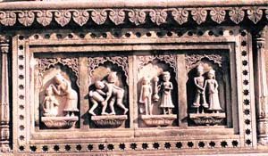 A panel at the Maheswar temple, which is known for its exquisite sculptures