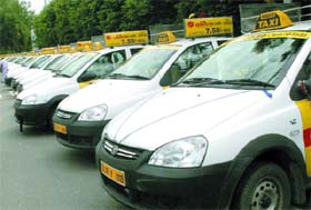 The Radio Taxi Quick cabs that were flaged off by Chief Minister Sheila Dikshit at Delhi Secretariat