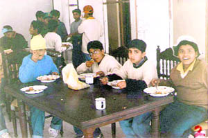 Young Abhinav Bindra (third from right) enjoys a meal with fellow Doscos 