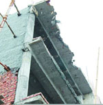 One of the houses demolished by the MC in Basti area of Jalandhar. 