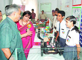 Students display their science models at an exhibition in Jalandhar.