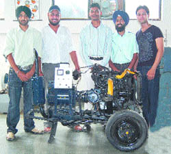 LPU students with their environment-friendly power generator.