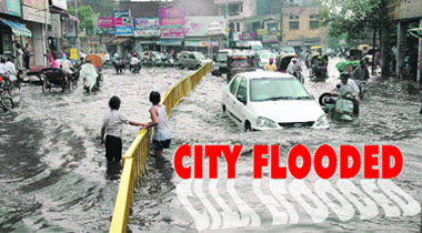 A view of a flooded road