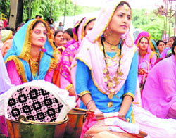 Students celebrate Teej at Government Elementary School, Rian, near Khamano