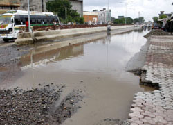 The Bathinda-Goniana road is in a poor state following the showers. 