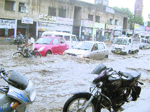 Rain on Thursday led to the flooding of the Loharu road in Bhiwani.