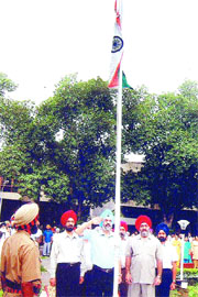 Vice-chancellor Dr Jai Rup Singh of Guru Nanak Dev University unfurls the Tricolour on Friday.