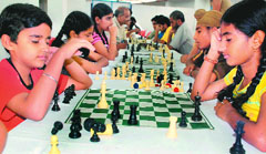 Young players contemplate their moves during the chess championship at St. Xaviers Senior Secondary School, Sector 44 in Chandigarh on Friday.