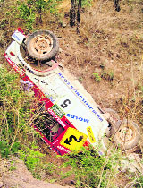 Mandeeps gypsy turns turtle during a rally