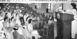 Surinder Verma, principal of Government Inservice Training Centre, addresses a seminar on ‘Biotechnology-A bane or boon’ on the occasion of National Technology Day in Patiala on Saturday.