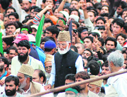 Hardliner Hurriyat Conference chairman Syed Ali Shah Geelani at the venue.