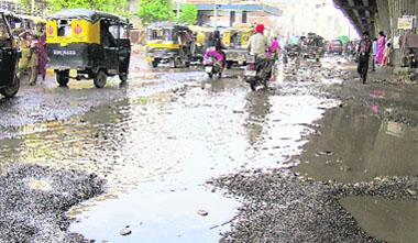 Most roads in Ludhiana have either developed potholes or have been washed away in parts