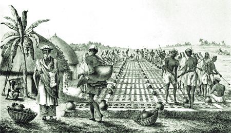 Icepits near Allahabad. Drawing by Fanny Parks c. 1830