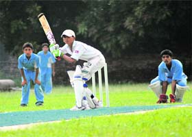 A cricket match in progress between DPS Chandigarh and DPS Bathinda during the North Zone Inter-DPS Under-14 Cricket Tournament at Sector-8, Chandigarh